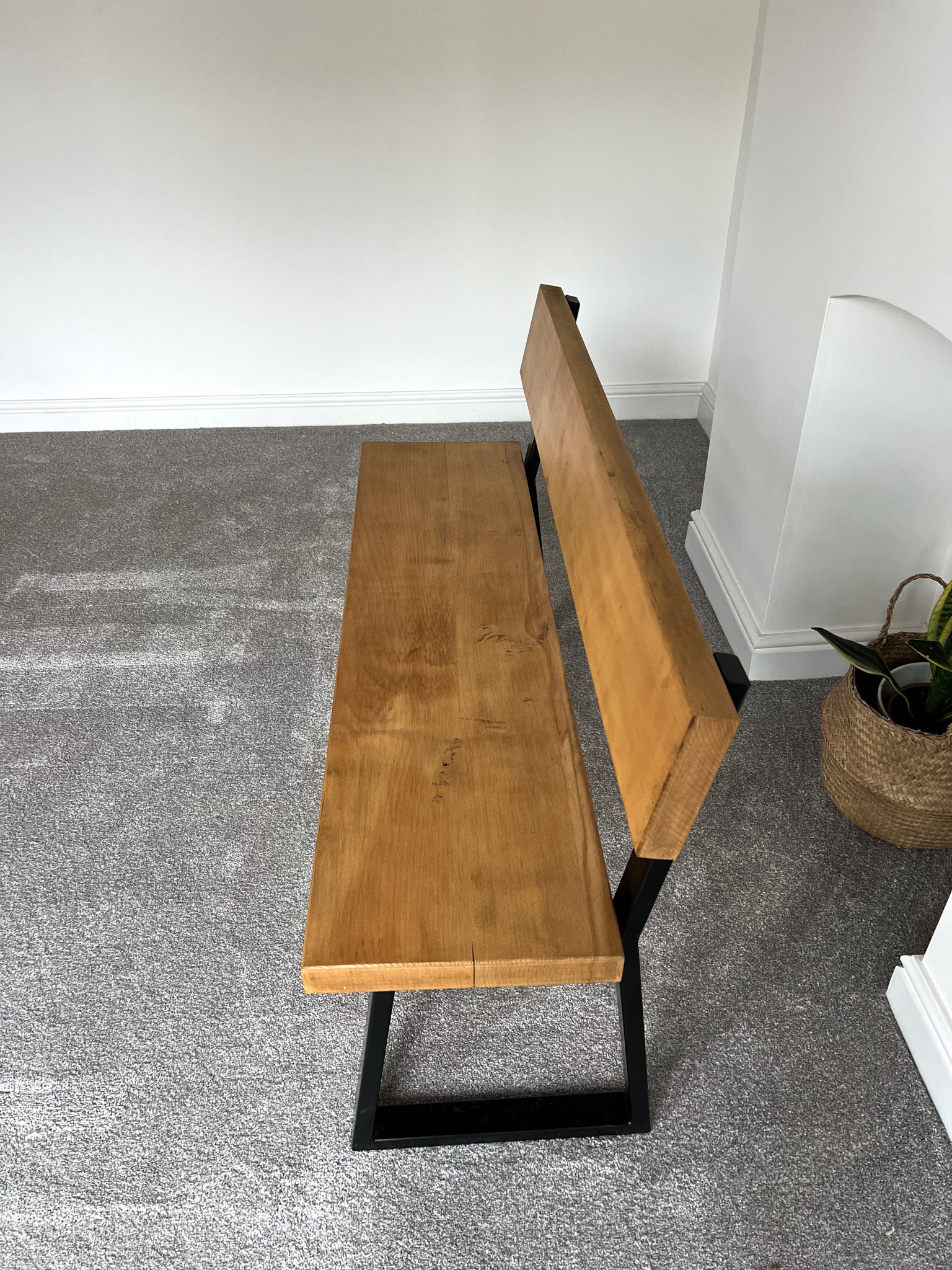 Elegant Beech Bench with Back - Image 5